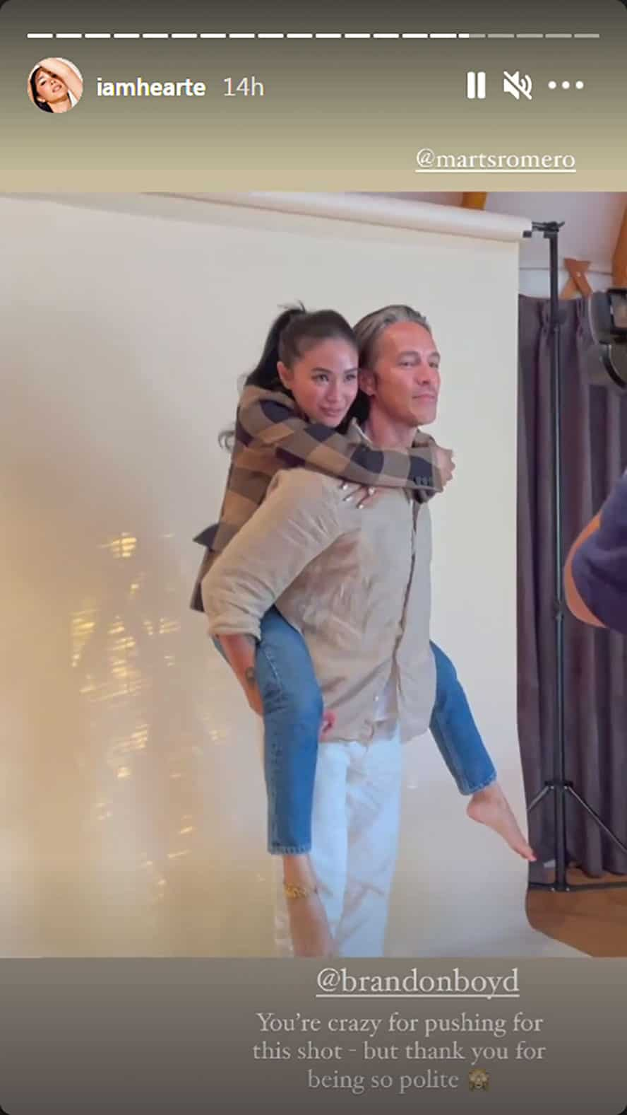 Heart Evangelista, pinost sa IG Stories ang photoshoot nila ng sikat na rockstar na si Brandon Boyd