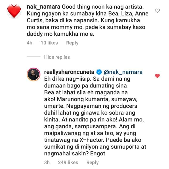 Sharon Cuneta, sinupalpal ang basher na nanghamak sa kanya