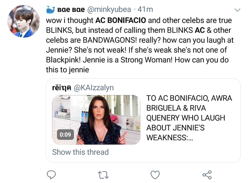 Netizens express anger at AC Bonifacio, Riva Quenery, and Awra for laughing at BLACKPINK's Jennie Netizens express anger at AC Bonifacio, Riva Quenery, and Awra for laughing at BLACKPINK's Jennie