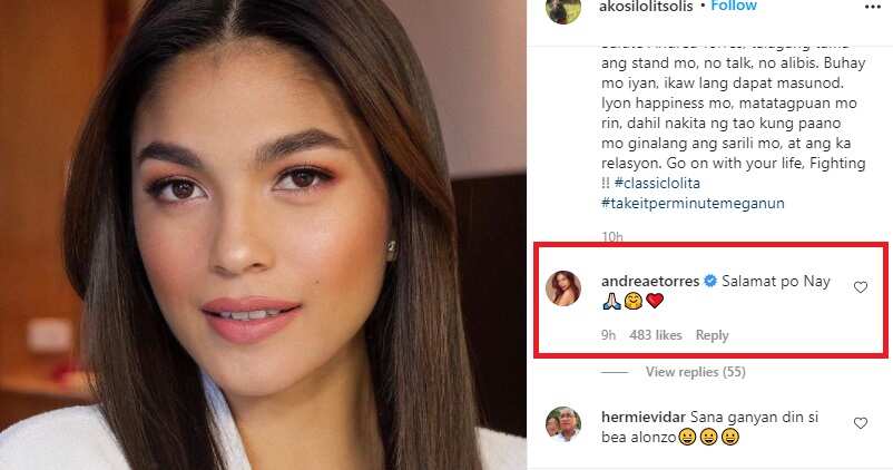 Lolit Solis, natuwa sa reaksyon ni Andrea Torres sa post niya ukol kay Derek