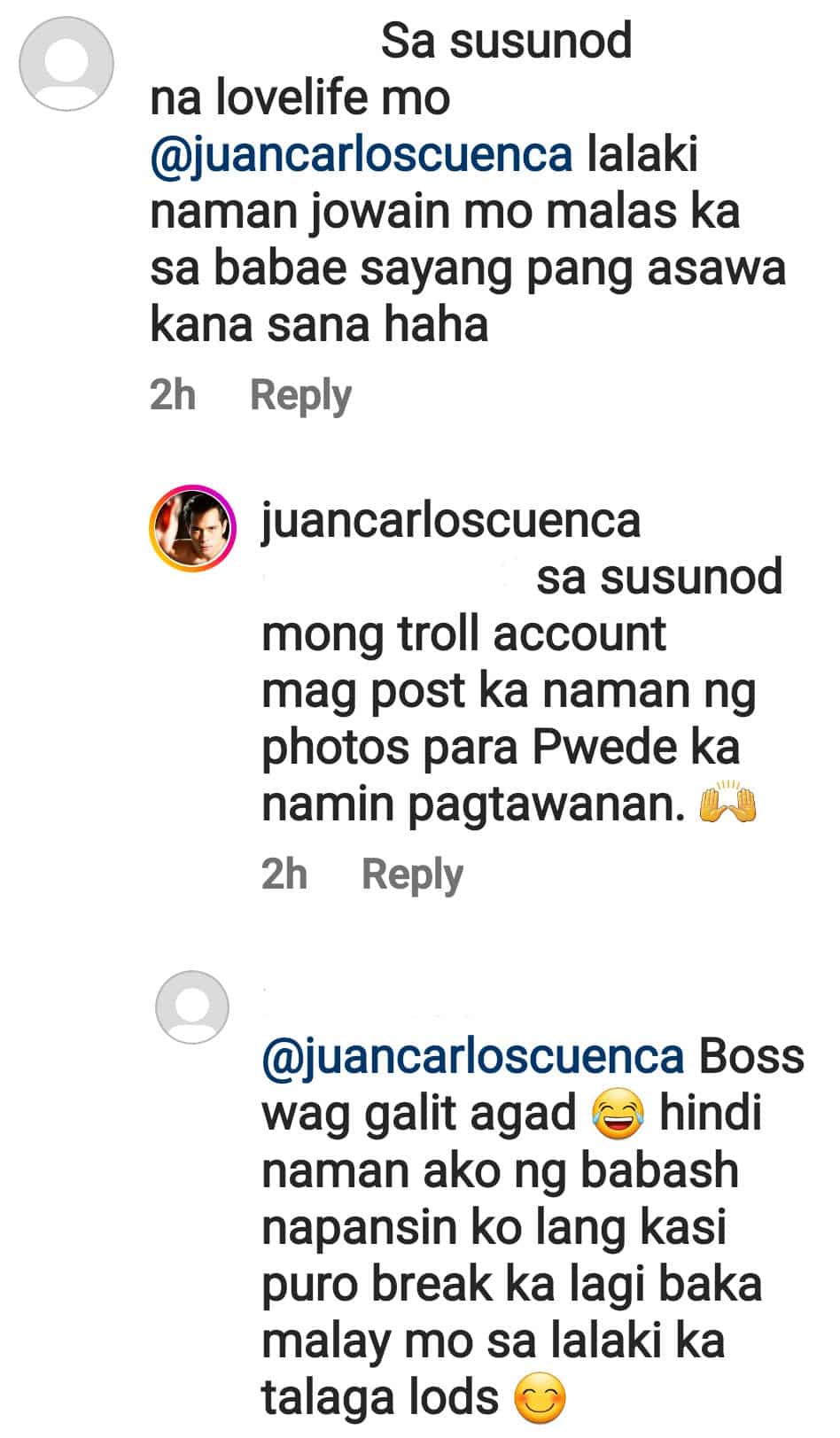 Jake Cuenca, rumesbak sa "lalaki naman jowain mo" comment ng basher: "Troll account"