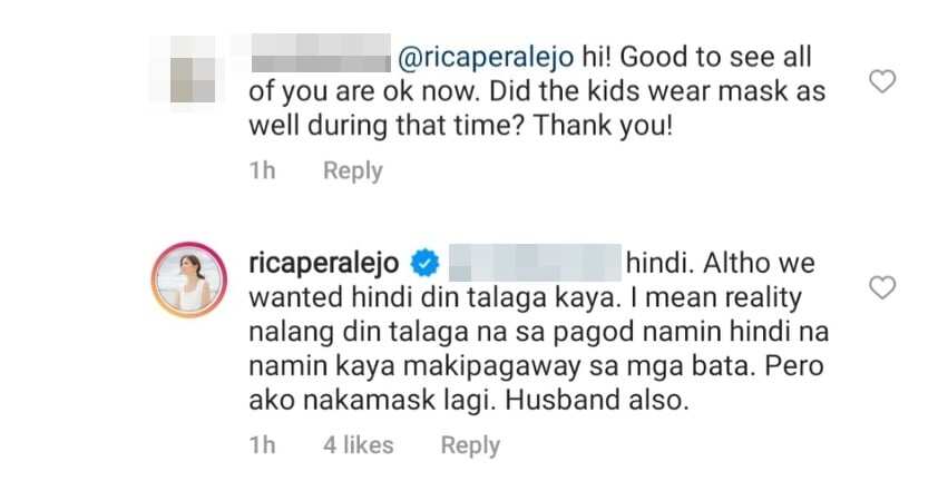 Rica Peralejo, nagpaliwanag sa netizen na kumwestiyon sa di niya pag-isolate