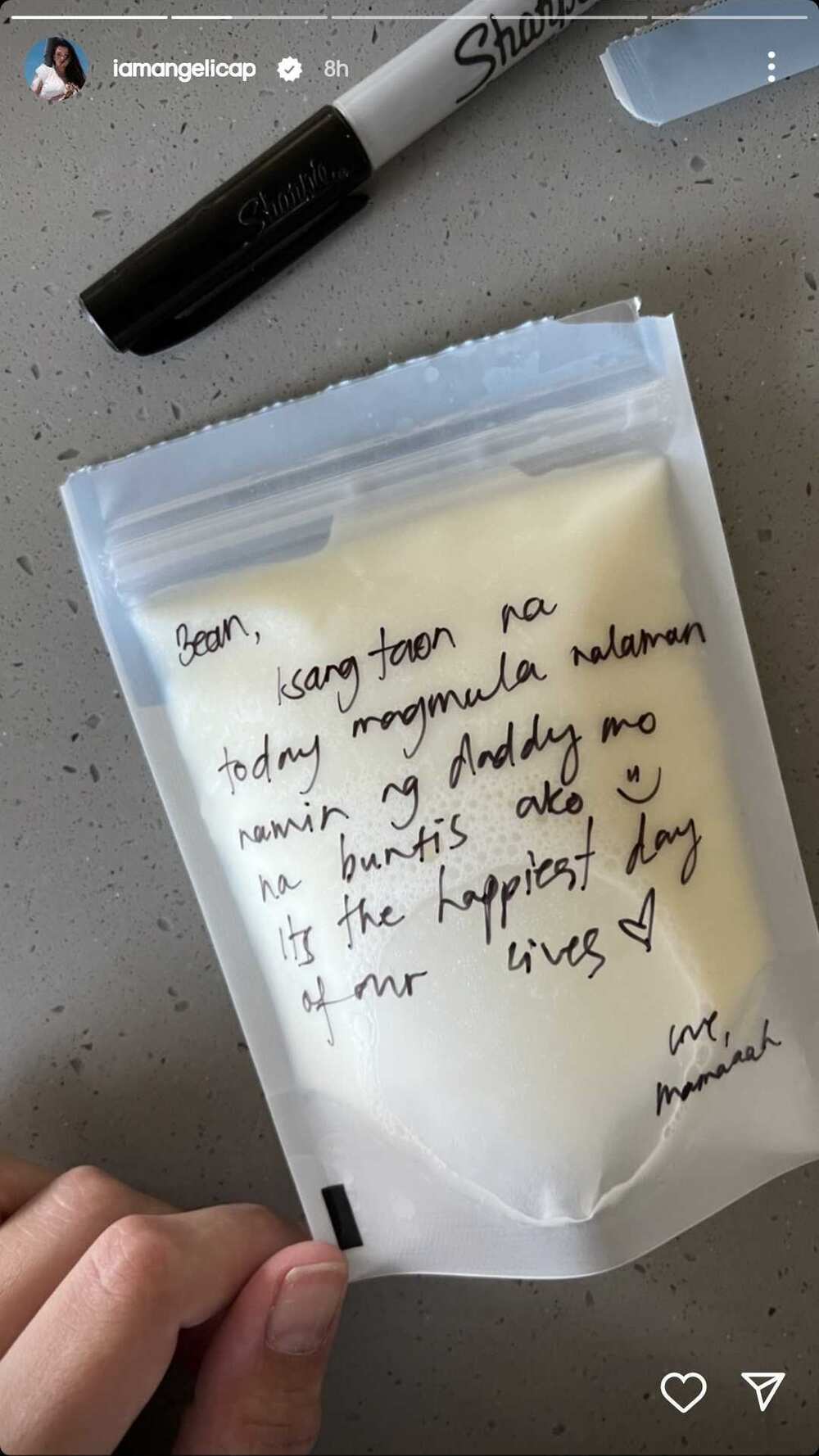 Angelica Panganiban, nagsulat ng sweet message sa packed milk ni baby Amila