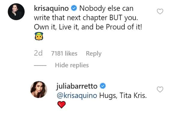 Kris Aquino & Julia Barretto exchange messages on social media