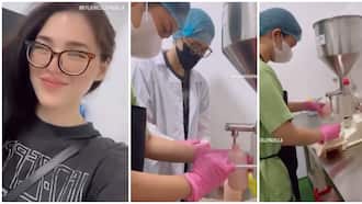 Kylie Padilla visits factory of her new business; helps employees prepare products