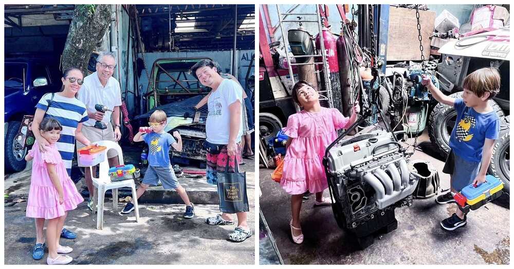 Mga anak nina Korina Sanchez, Mar Roxas, todo enjoy habang nasa talyer Mga anak nina Korina Sanchez, Mar Roxas, todo enjoy habang nasa talyer
