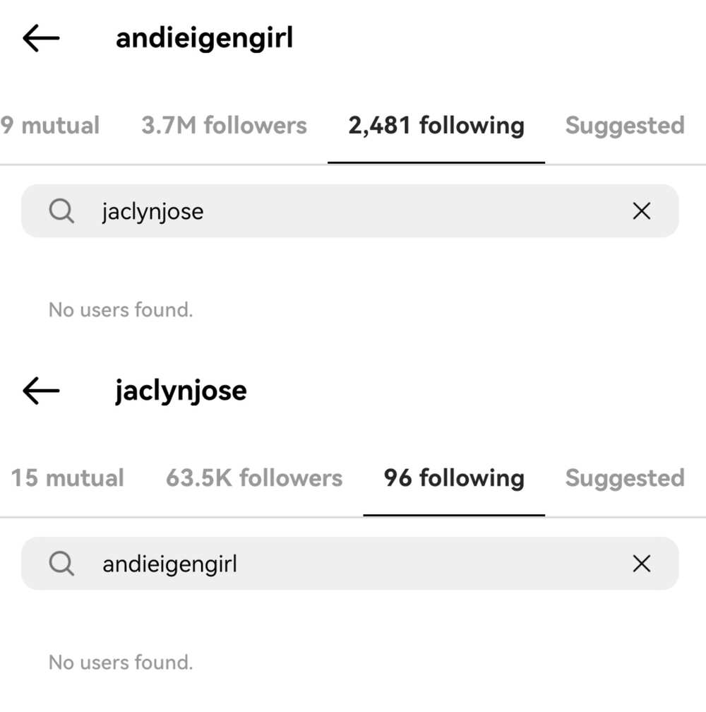 Andi Eigenmann at Jaclyn Jose, napansin ng netizens na naka-unfollow sa Instagram Andi Eigenmann at Jaclyn Jose, napansin ng netizens na naka-unfollow sa Instagram