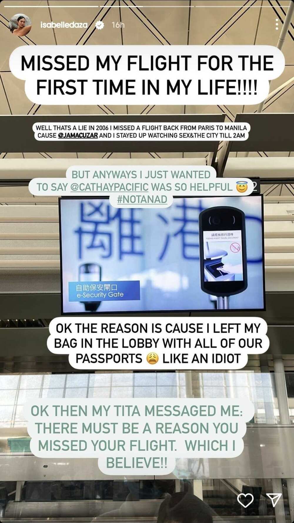 Isabelle Daza, na-miss ang kanyang flight; ibinahagi ang naging experience niya Isabelle Daza, na-miss ang kanyang flight; ibinahagi ang naging experience niya