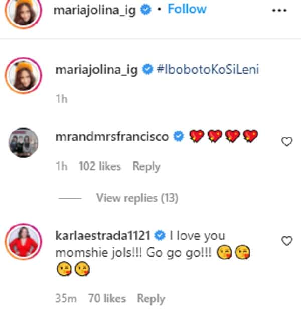 Karla Estrada, nag-react sa pro-Robredo post ni Jolina Magdangal: “Go, go, go!”