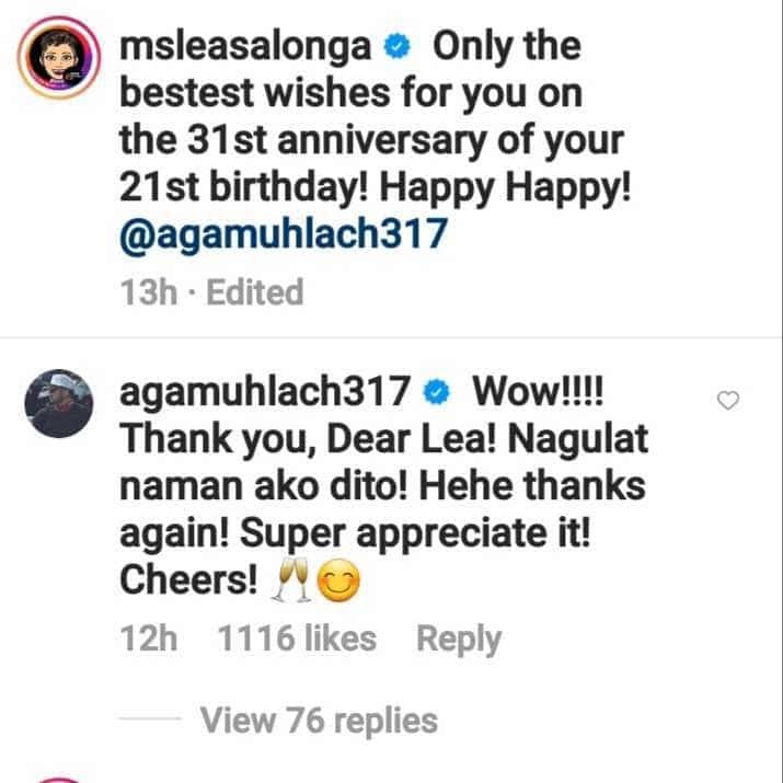 Aga Muhlach on Lea Salonga’s birthday greeting: “Nagulat naman ako dito!”