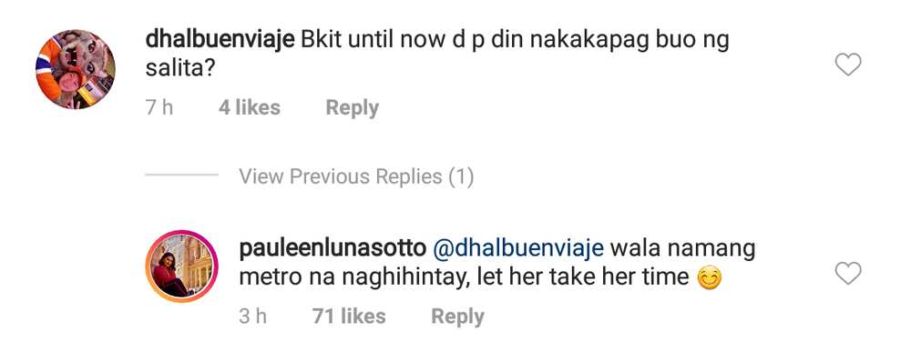 Pauleen Luna answers a netizen questioning Baby Tali's speech development Pauleen Luna answers a netizen questioning Baby Tali's speech development