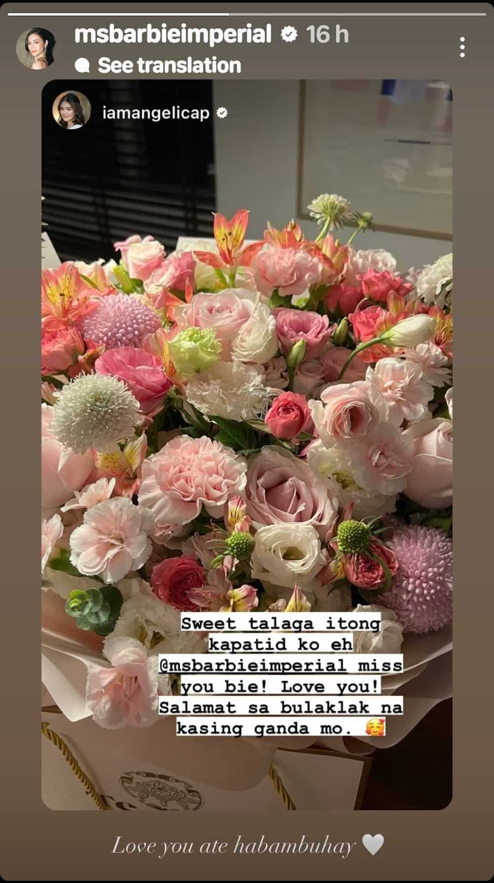 Angelica Panganiban, sweet na nagpasalamat kay Barbie Imperial na pinadalhan siya ng flowers