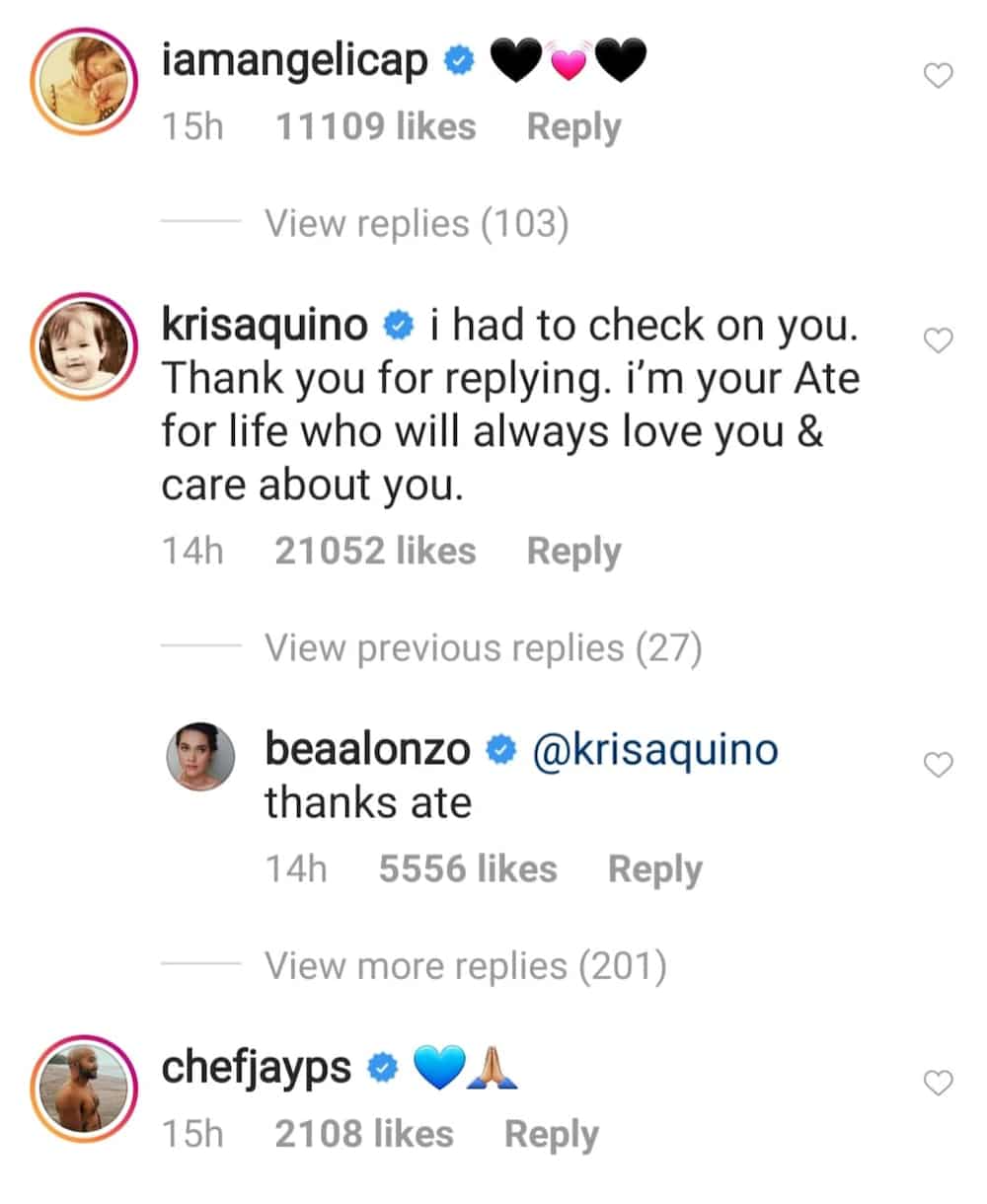 Kris Aquino, Angelica Panganiban react to Bea Alonzo's cryptic post on social media