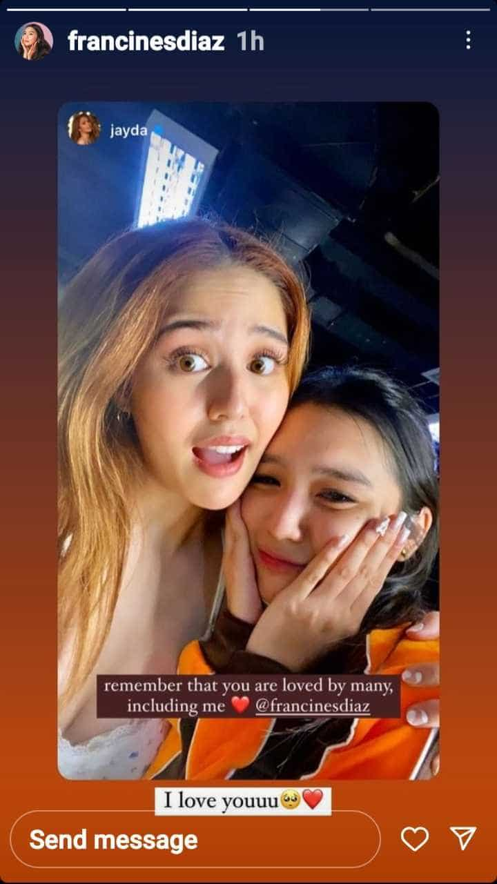 Francine Diaz receives heartfelt message from best friend Jayda Avanzado; Francine shows appreciation