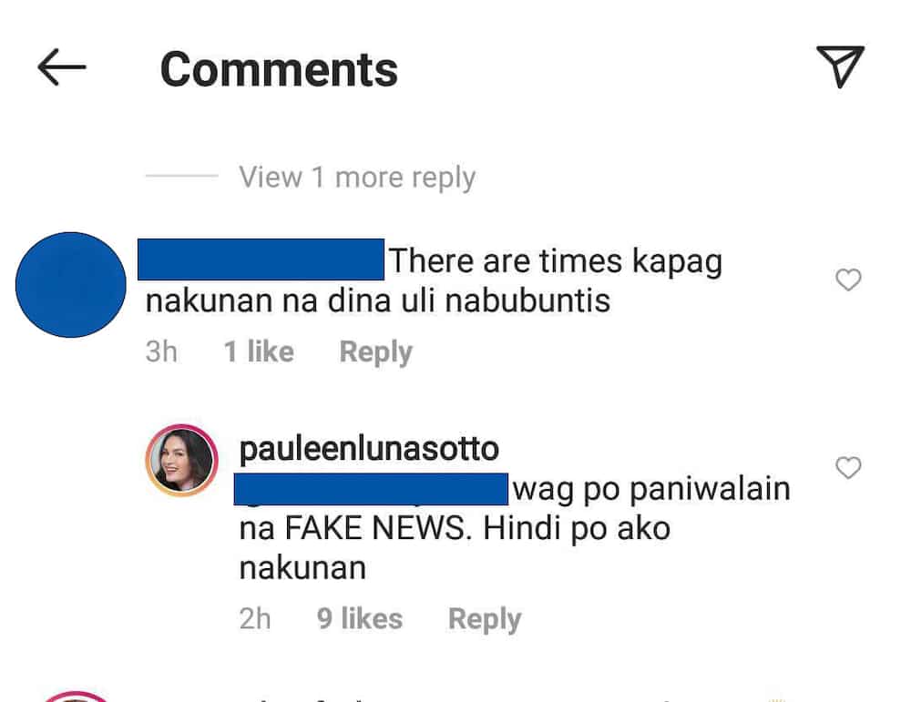 Pauleen Luna, hindi pinalampas ang komento na umano'y nakunan siya