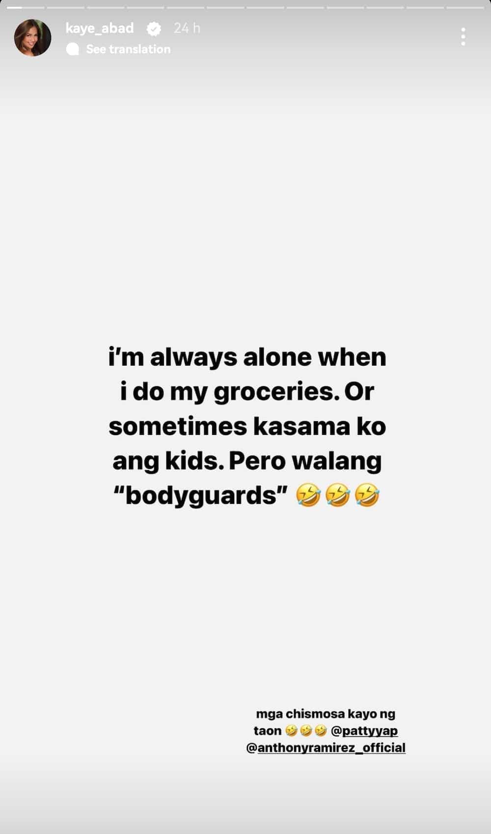Kaye Abad, itinangging siya ay may mga "bodyguards" kapag namimili sa labas Kaye Abad, itinangging siya ay may mga "bodyguards" kapag namimili sa labas