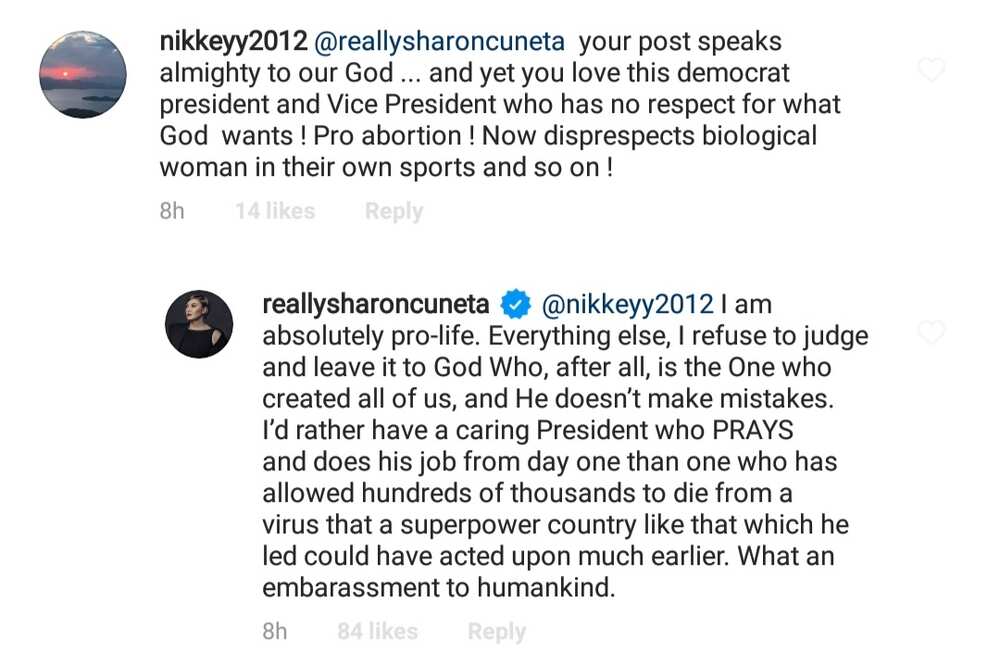 Sharon Cuneta lectures netizen who bashed her for supporting Joe Biden Sharon Cuneta lectures netizen who bashed her for supporting Joe Biden