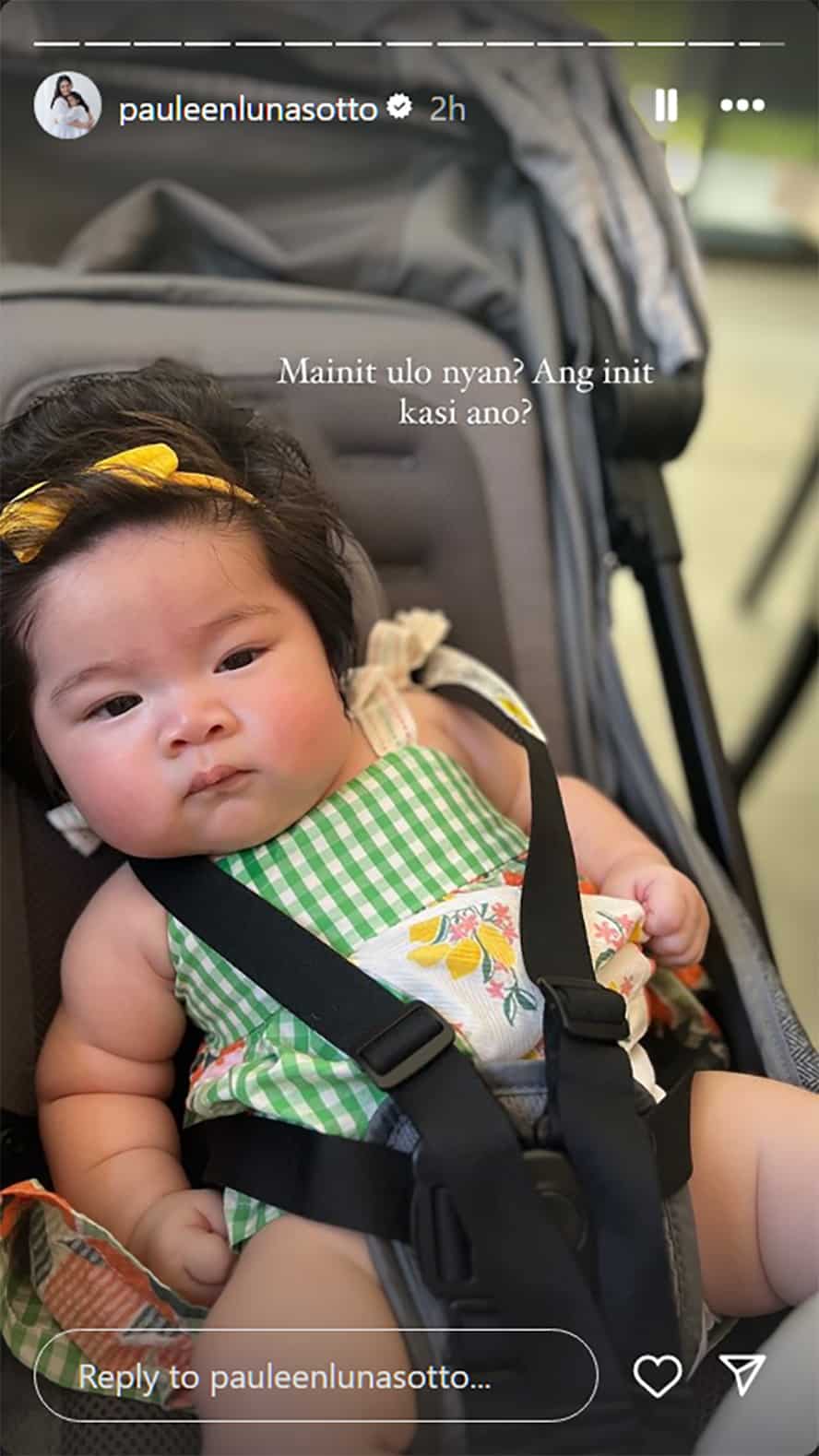 Pauleen Luna, pinost cute na photo ni Baby Mochi na may nakakatuwang caption: “Mainit ulo niyan?”
