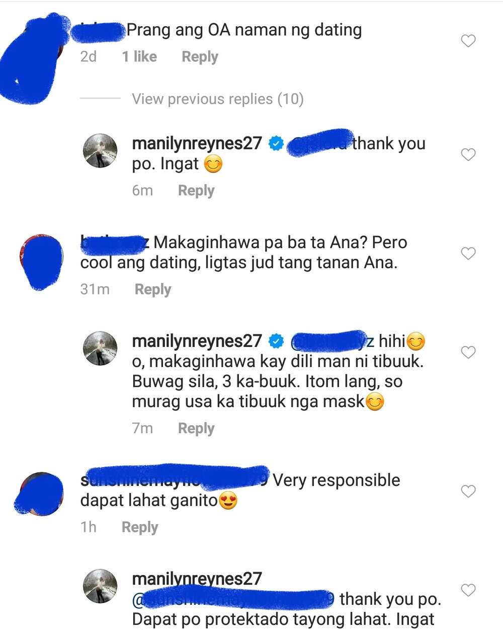 Manilyn Reynes, sinagot ang isang netizen na nagsabing "OA" ang suot niyang face shield