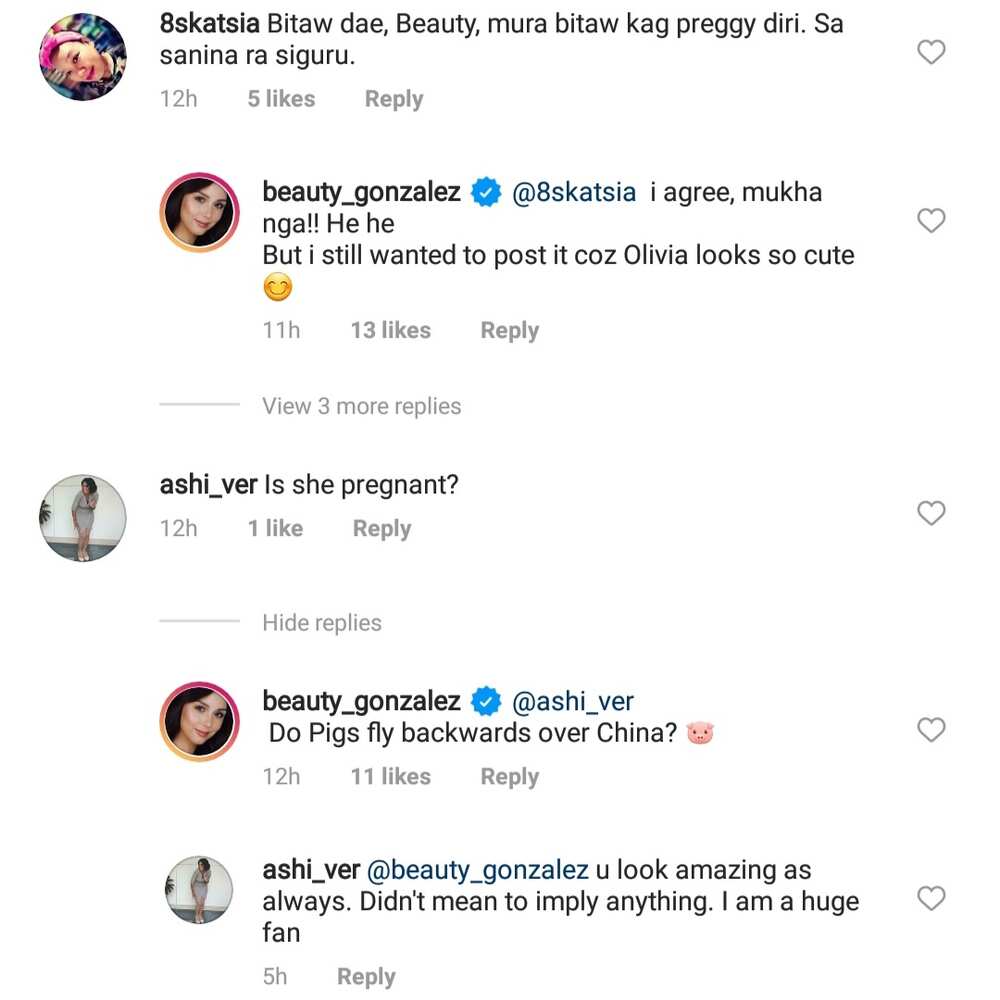 Beauty Gonzalez replies to netizens who said she looks pregnant: “I agree”