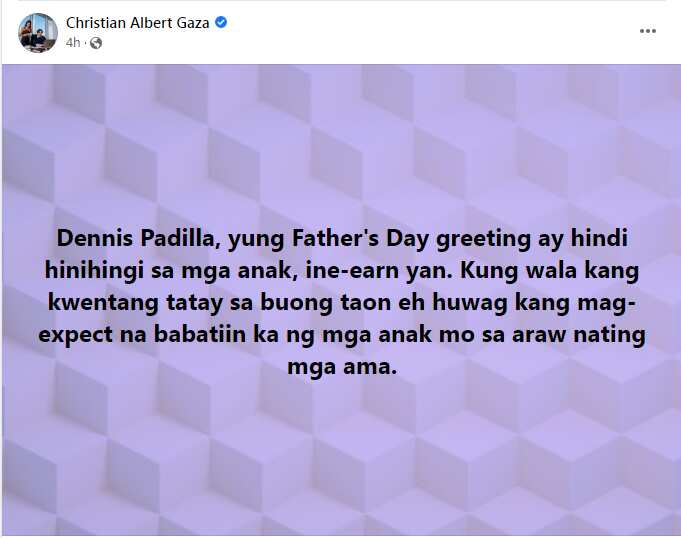 Xian Gaza, may prangkang mensahe kay Dennis Padilla ukol sa Father’s Day greeting