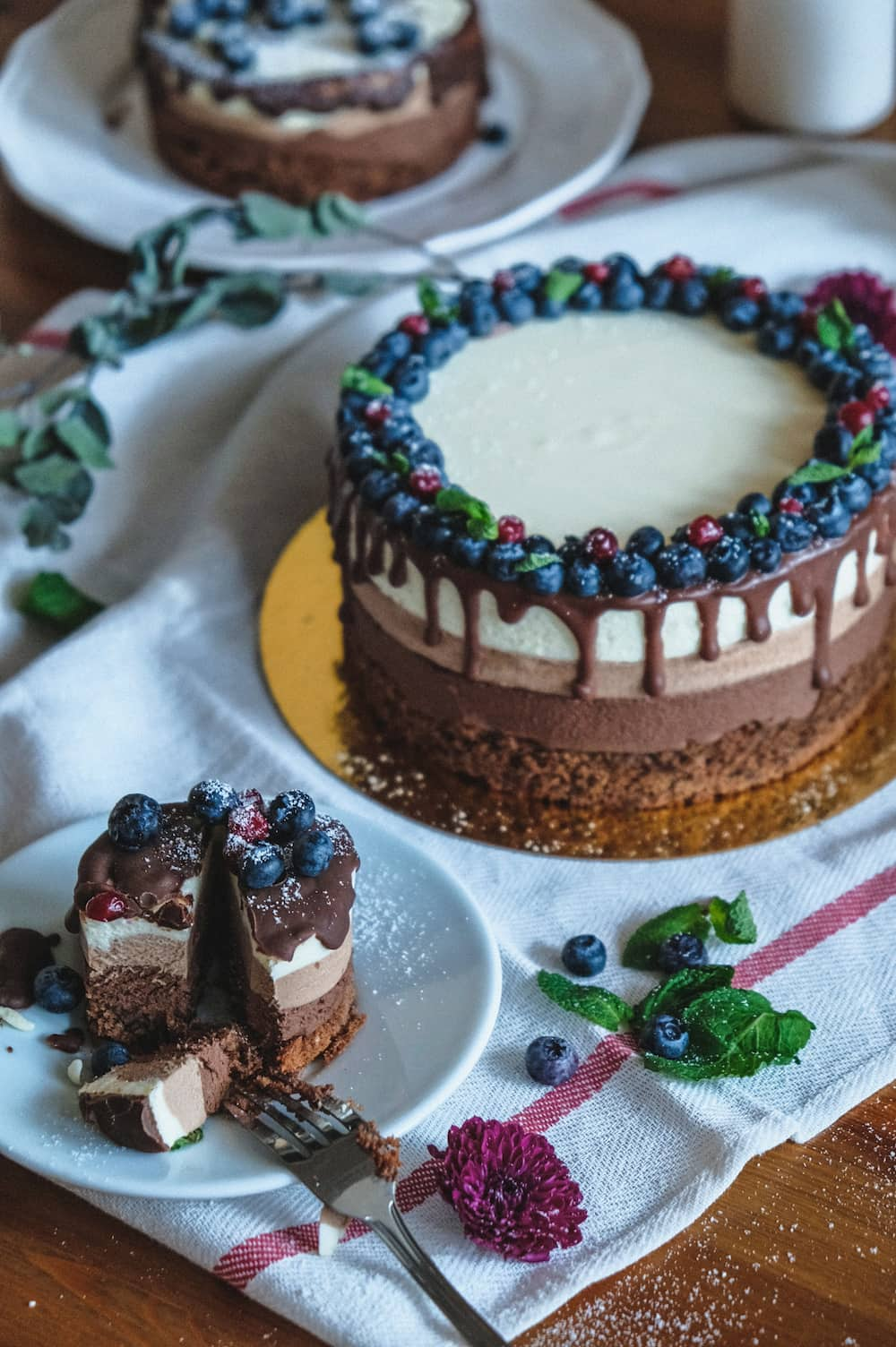 chocolate fondant and berries