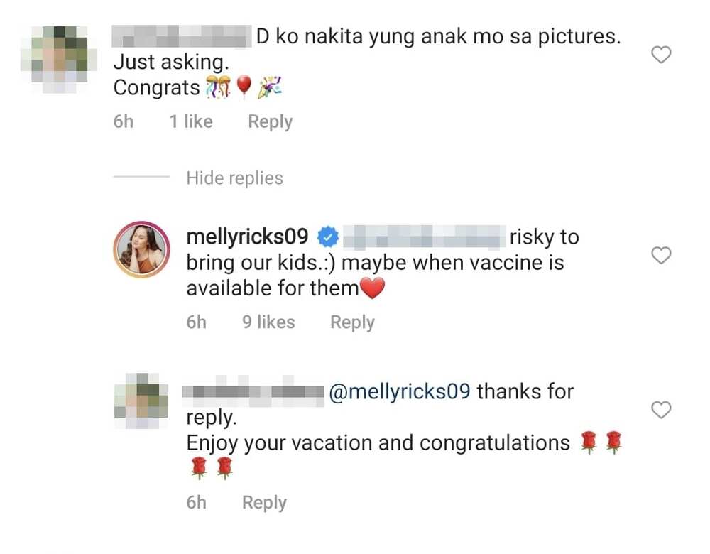 Melissa Ricks, sinagot ang netizen na nakapansing wala ang anak niya sa kasal