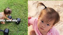 Video of baby Dahlia Heussaff trying to lift dumbbells goes viral