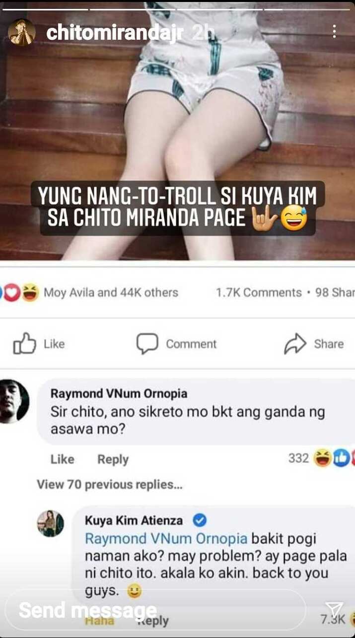 Chito Miranda caught Kim Atienza “trolling” on his FB page: “nang-to-troll si Kuya Kim”