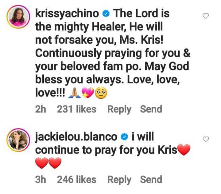 Celebs, nag-react sa update ni Kris Aquino ukol sa kanyang kalusugan: “Praying for you”