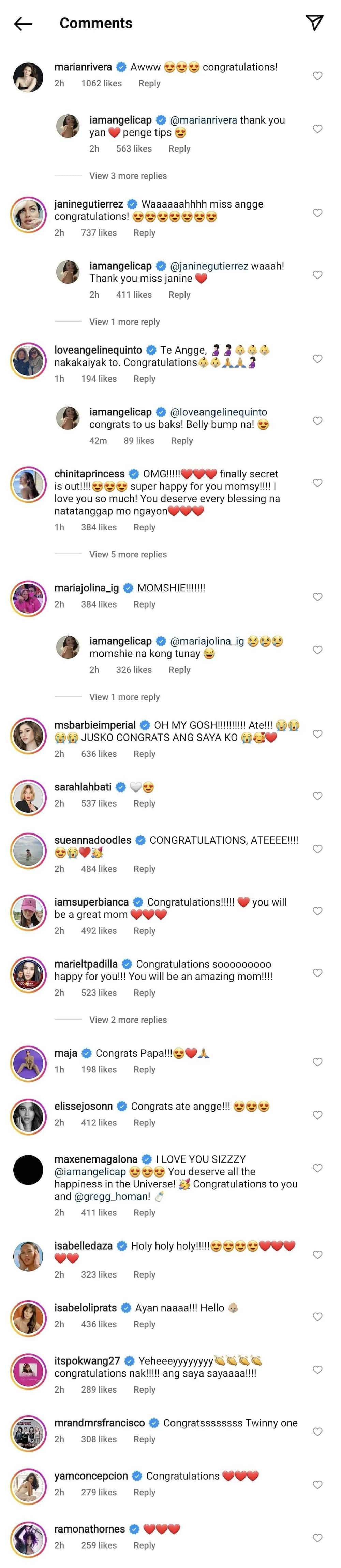 Celebrities react to Angelica Panganiban's pregnancy reveal on social media Celebrities react to Angelica Panganiban's pregnancy reveal on social media