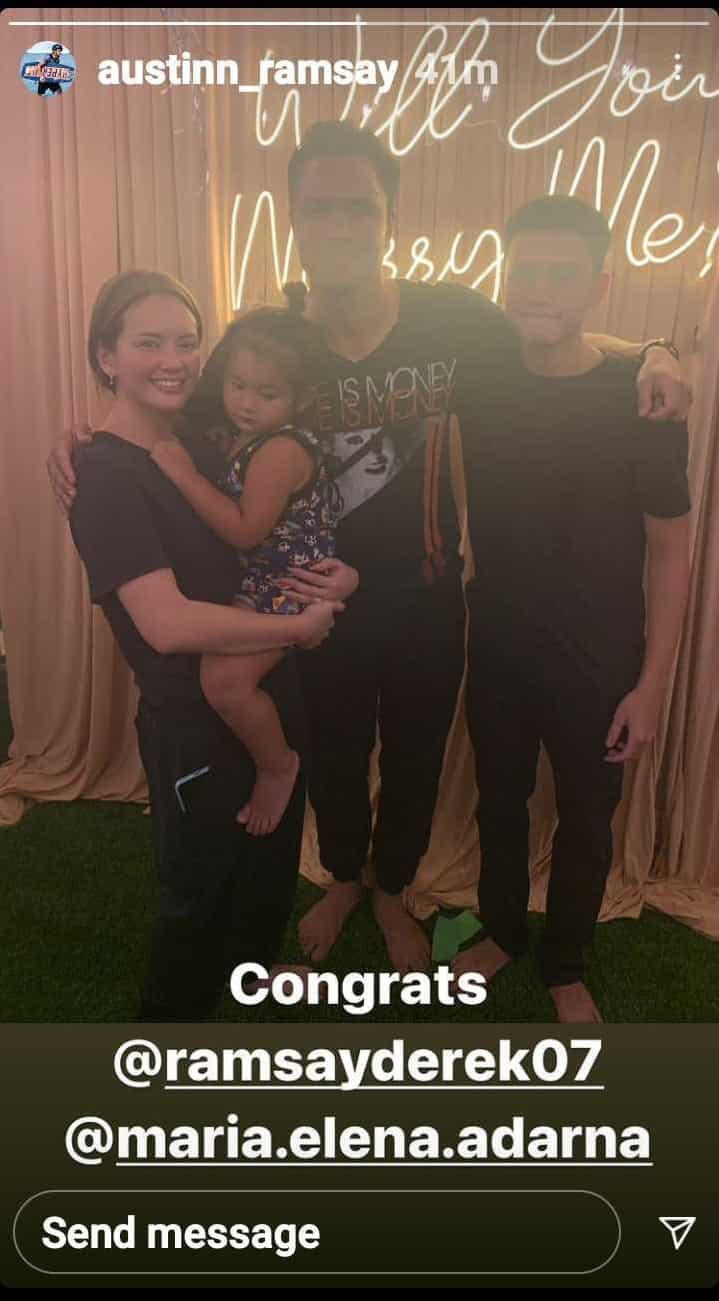 Derek Ramsay’s son Austin congratulates dad, Ellen Adarna on their engagement