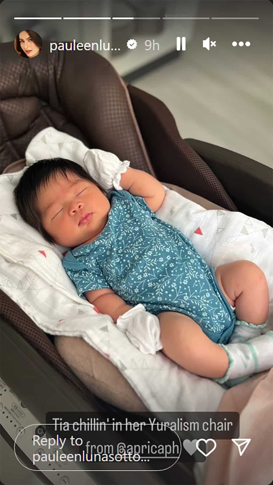Pauleen Luna, ipinakita ang pic ng cute at malusog na Baby Tia: "Tia chillin"