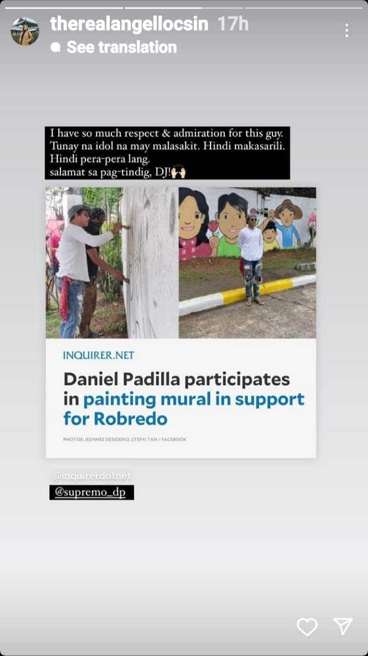 Angel Locsin admires DJ Padilla who participates in painting Leni-Kiko mural