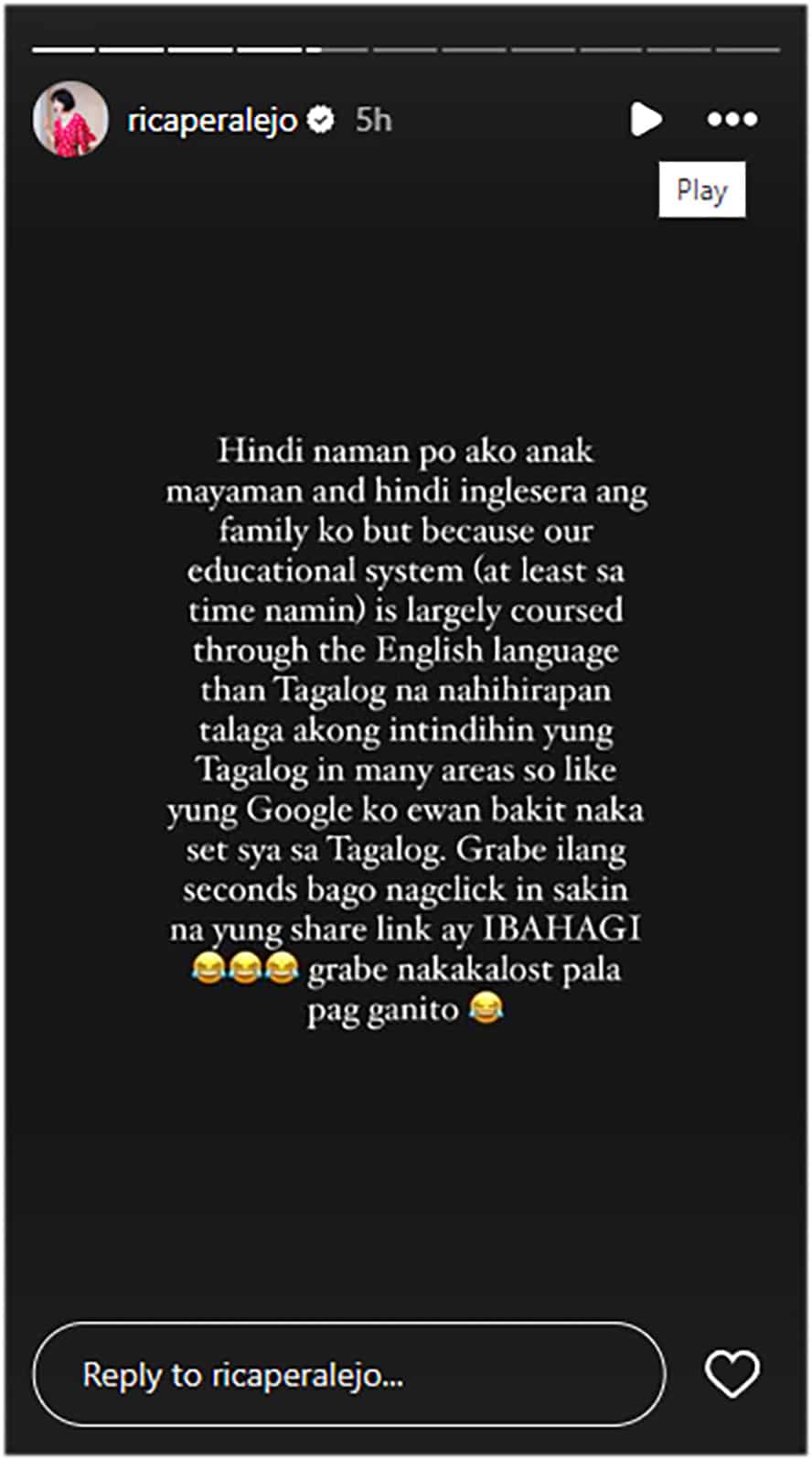 Rica Peralejo, nawindang sa Tagalog setting ng Google: "Yung share link ay IBAHAGI grabe"