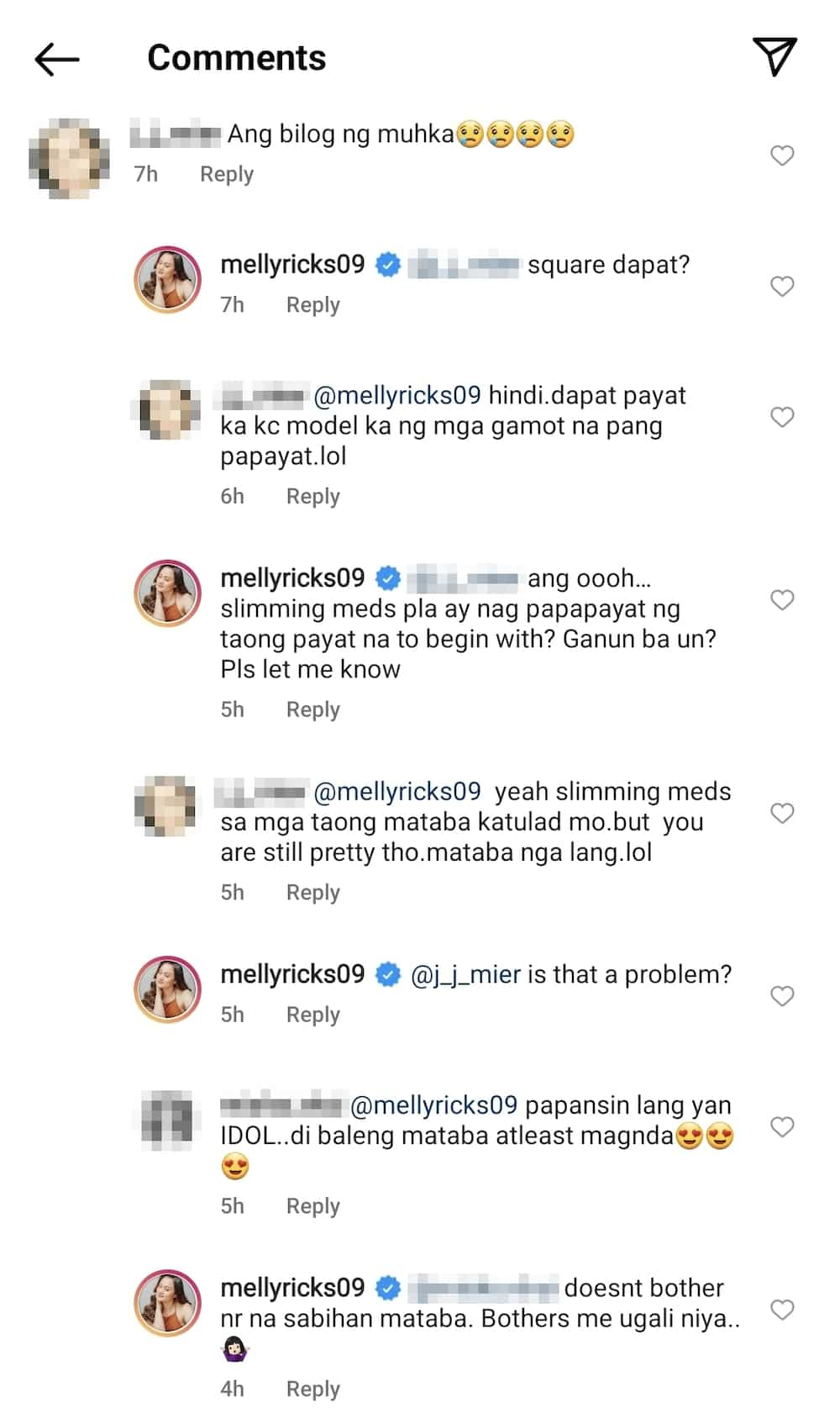 Melissa Ricks, sinopla ang netizen na nag-comment sa hugis ng mukha niya