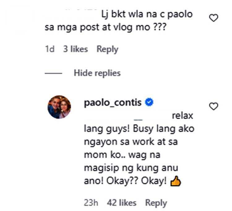 Paolo Contis puts a stop to netizen's malicious question for LJ Reyes