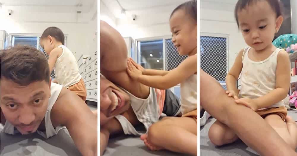 Jhong Hilario shares cute video of Baby Sarina giving him massage