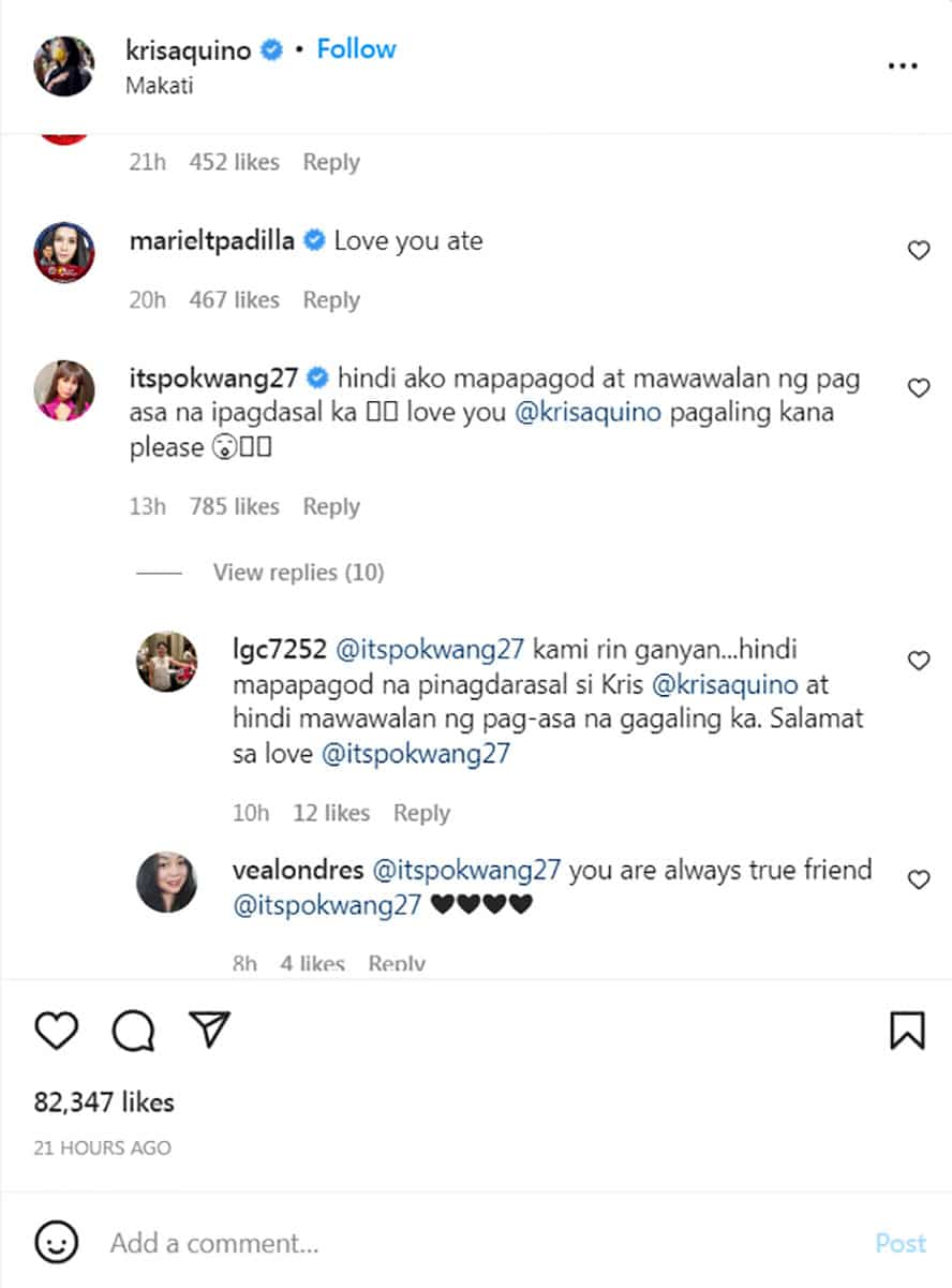 Pokwang, hindi nawawalan ng pag-asang gagaling si Kris Aquino: “Pagaling kana please”