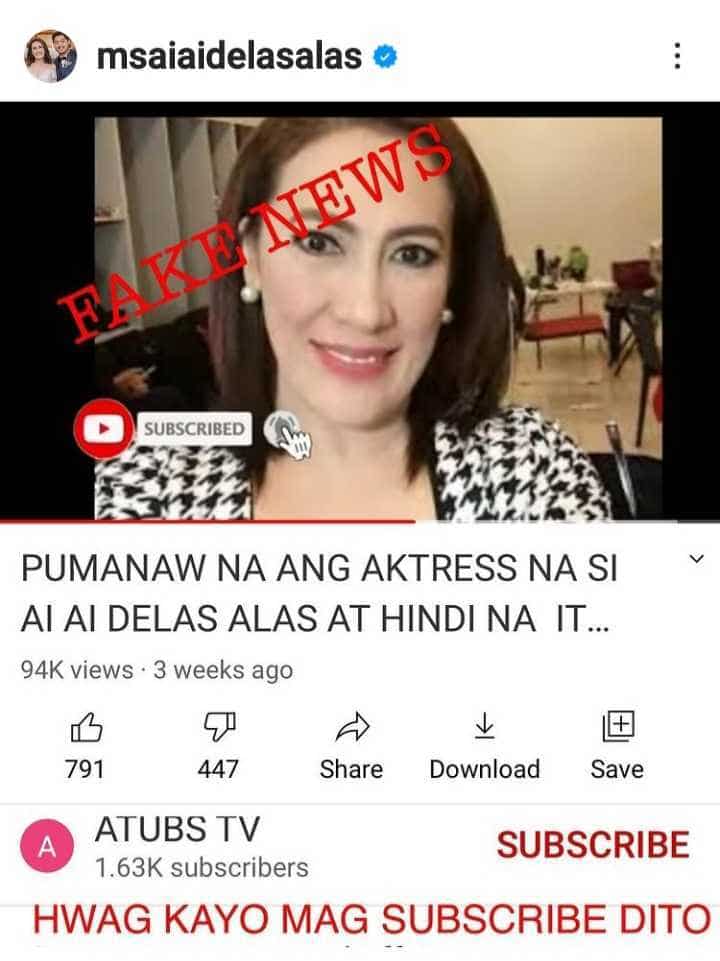 Ai-Ai delas Alas, na-stress sa fake news na nagsabing pumanaw na siya