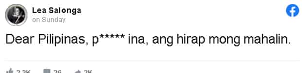 Lea Salonga swears, cursed "Pilipinas" for being so hard to love