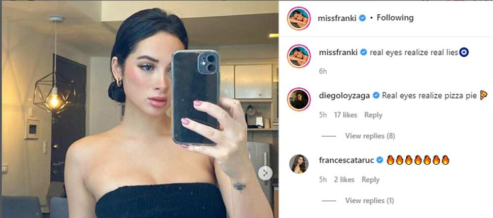 Diego Loyzaga reacts to Franki Russell's stunning pics: "Real eyes realize pizza pie" Diego Loyzaga reacts to Franki Russell's stunning pics: "Real eyes realize pizza pie"