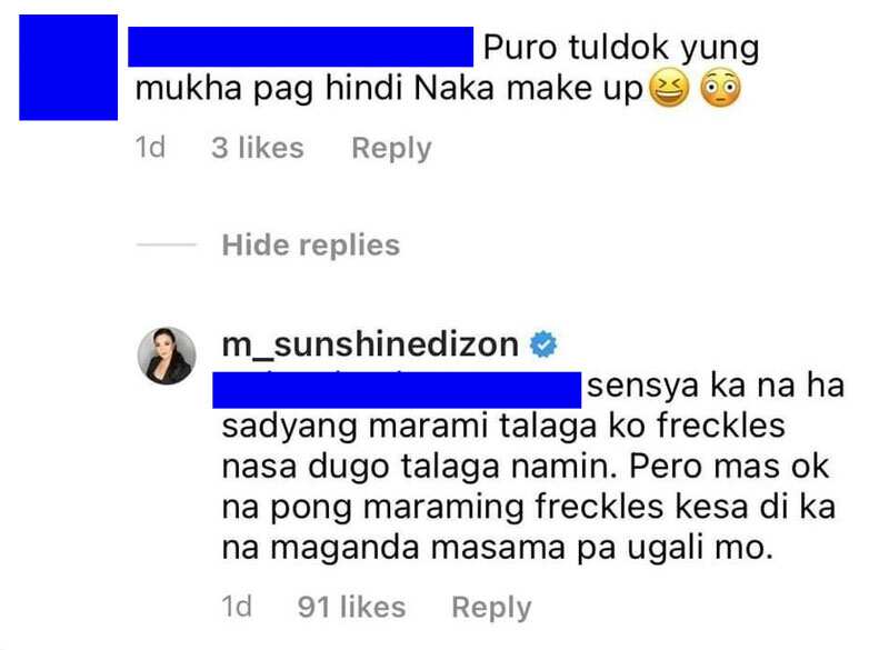 Sunshine Dizon, swak na swak ang resbak: “Mas okay maraming freckles kesa di na maganda, masama pa ugali”