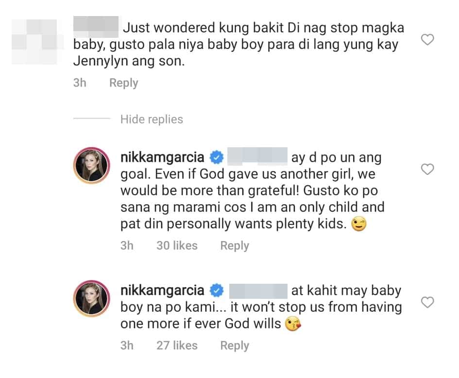 Nikka Garcia reacts to netizen saying she is having a new baby because of Jennylyn's son