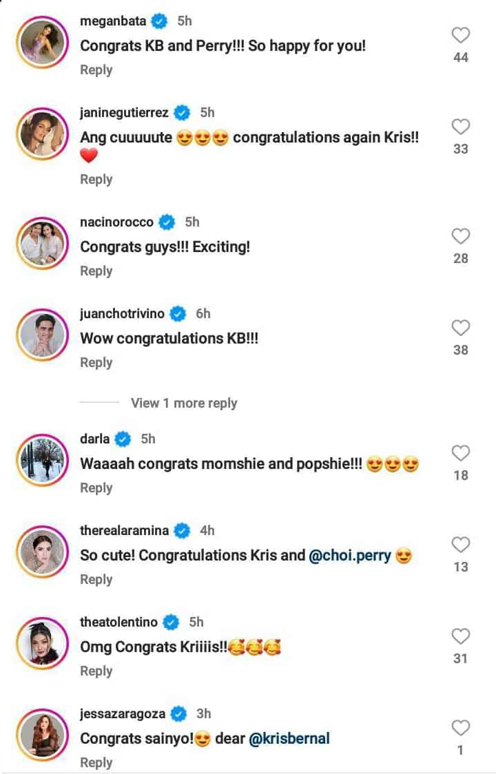 Celebrities react to Kris Bernal's pregnancy announcement: “Congratulations”