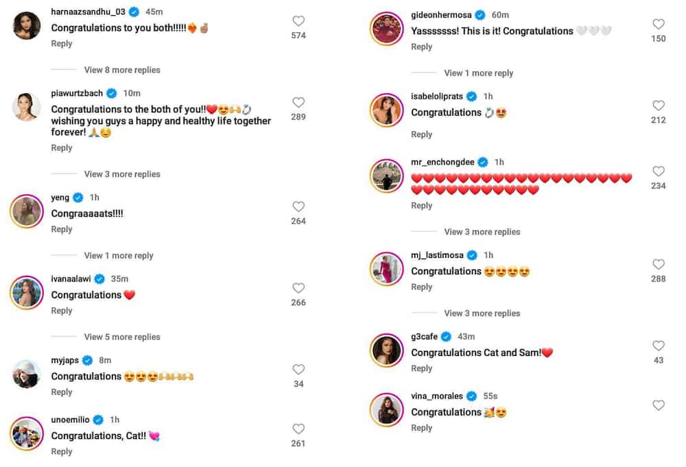 Celebrities react to Catriona Gray, Sam Milby’s engagement: “Congratulations”