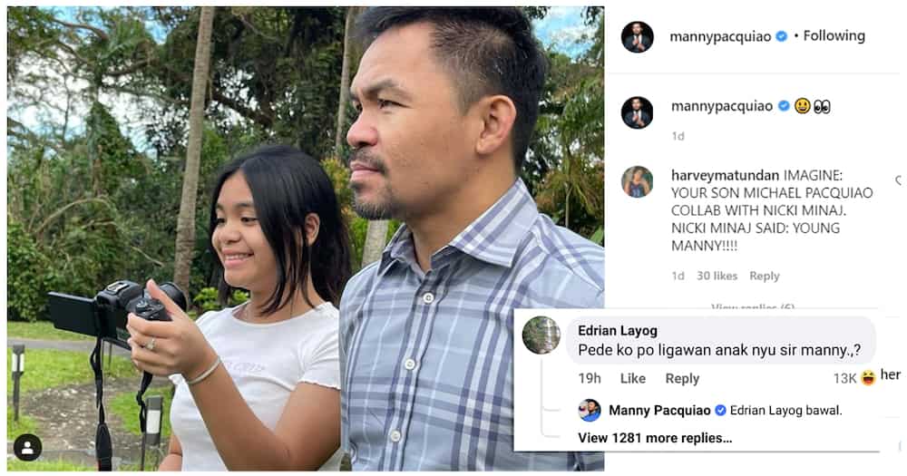 Manny Pacquiao, sinagot ang netizen na nagpaalam na ligawan ang kaniyang anak