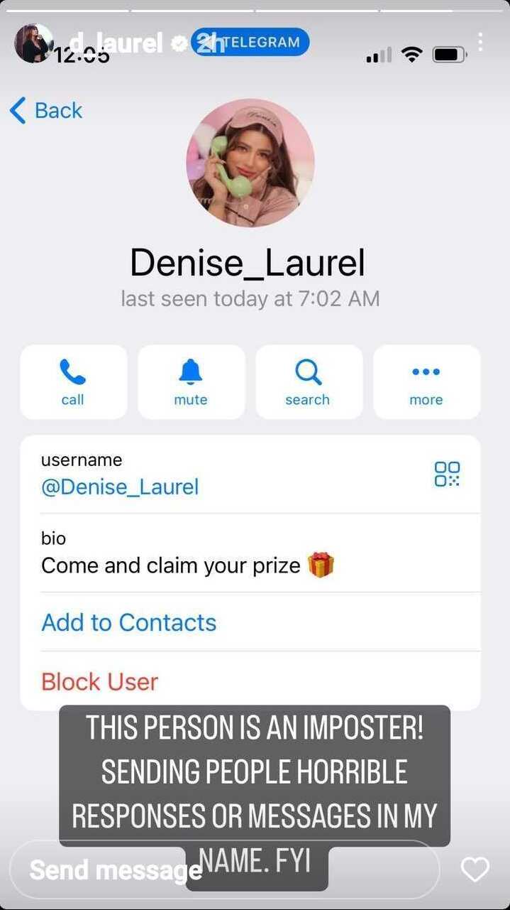 Denise Laurel, nagbabala ukol sa poser niya sa Telegram at YouTube