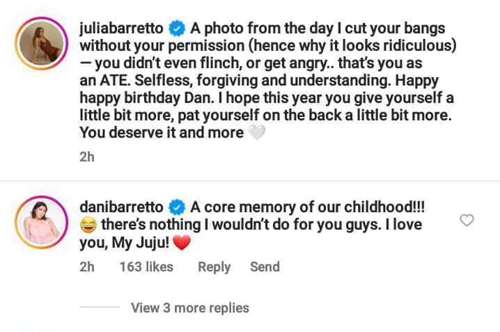 Julia Barretto pens heartfelt birthday greeting for Dani Barretto; shares adorable throwback pic