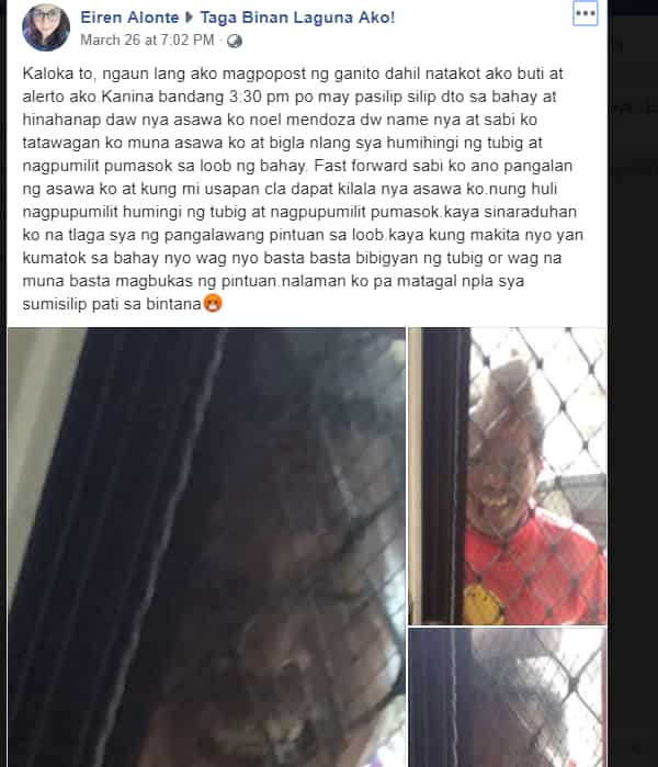 Woman warns netizens against a man who allegedly attempted to break in their house